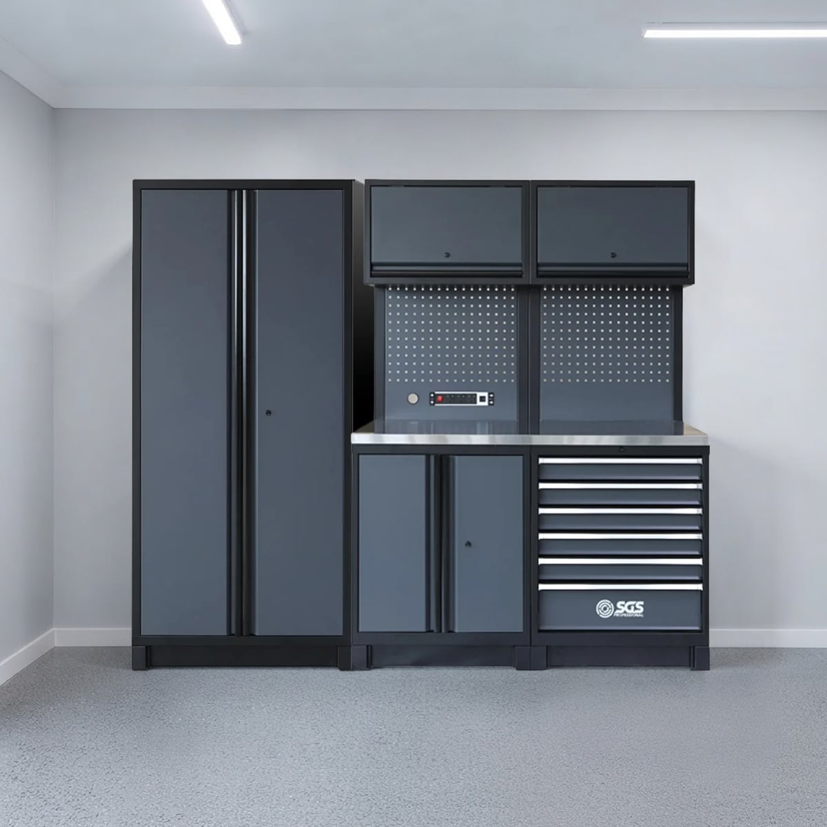 SGS Pro Heavy Duty Garage Storage System | Powerstrip | Cabinet | Tall Double Cabinet